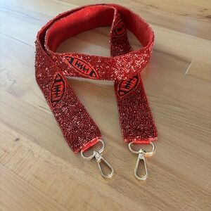 Red Beaded Football Lanyard Strap Keychain Bag purse Strap Handmade